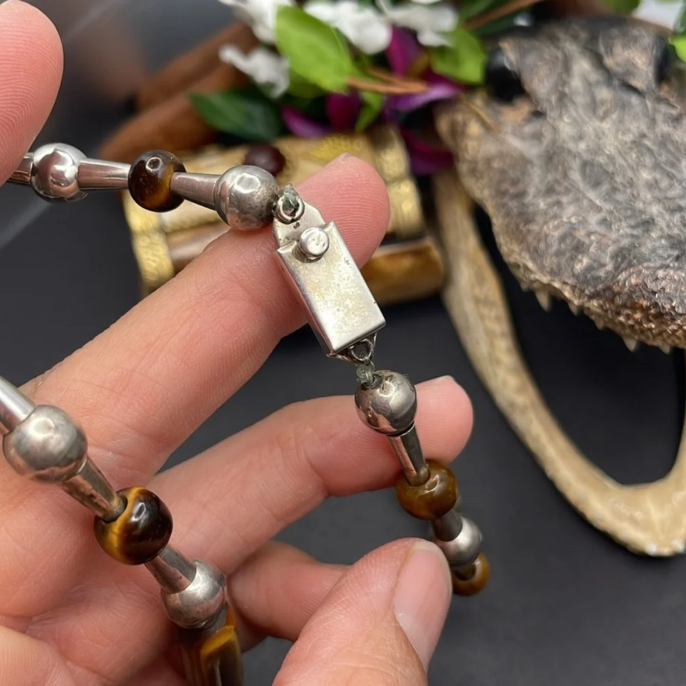 Taxco carved tigers eye necklace A6 🔥 - Picture 7 of 8